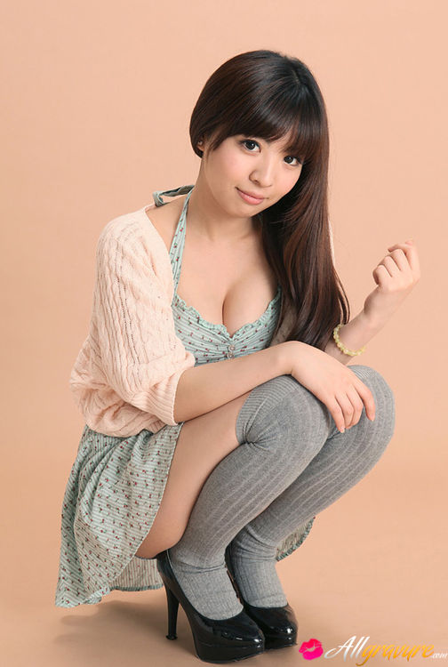 Mayuka Kuroda Asian in long socks and cute dress has big boobs